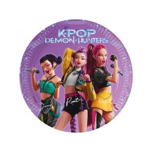 8 Petites assiettes en carton K-pop Demon Hunters 20 cm - Violet / parme