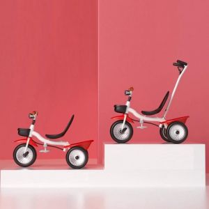 YIS Tricycle Evolutive V&eacute;lo pour Enfant 16 mois &agrave; 6 ans - 3 en 1 - Canne Parentale Amovible + P&eacute;dale pliable + Grand Panier - Rouge
