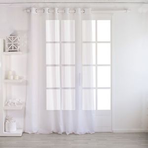 Voilage uni &agrave; oeillets grande largeur Blanc 160x240 cm
