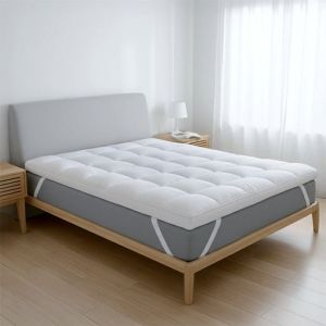 The White Stone Surmatelas 160 x 190 cm  Rembourrage en Ouate 1000 g/m&sup2;  Surmatelas avec Chambre d&rsquo;Air Respirante Int&eacute;gr&eacute;e