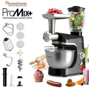 Robot P&acirc;tissier Multifonction 2000W &ndash; TurboTronic TT-007 &ndash; Bol 5L &ndash; Batteur Fouet Crochet &ndash; Noir