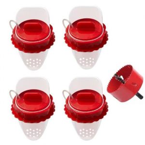 Mangeoire Poules Mangeoire Poule Automatique 4 Ports DIY Mangeoire &agrave; volaille Gravit&eacute; Kit pour Seaux Tonneaux Bacs