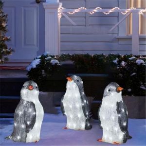 Décoration de Noël - Pingouin Lumineux - Acrylique - Facile à Installer
