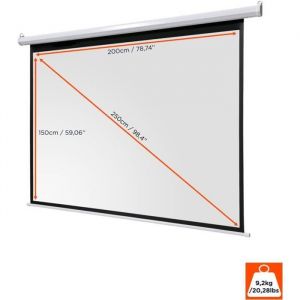 Ecran de projection motorisé ivolum 200 x 150 cm | Format 4:3 | Home Cinema | pour videoprojecteur | Adapté au FULL HD, 4K, 3D