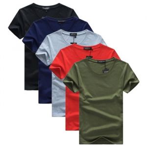 Lot de 5 T-Shirt Homme Manches Courtes Col Rond Coupe Droite - INSFITY - Couleur(s) Noir/Bleu/Gris/Rouge/Vert