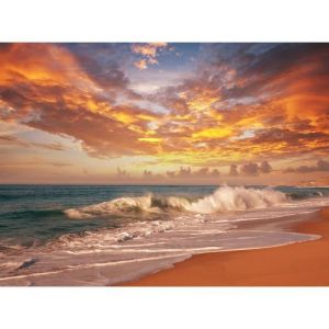 Papier Peint Photo INTISS&Eacute;-(355V)LE COUCHER du SOLEIL-350x260cm-7 l&eacute;s-Mural Poster G&eacute;ant XXL-Mer Beach Mer Oc&eacute;an Nature Jungle