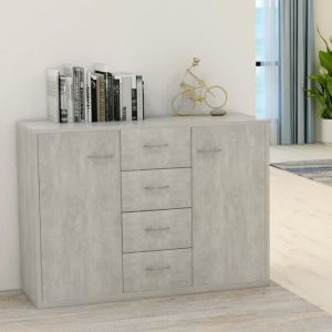 Buffet bas bahut Meuble Rangement contemporain Gris b&eacute;ton 88x30x75 cm Agglom&eacute;r&eacute; - Luxueux Magnifique