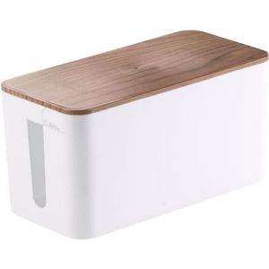 Bo&icirc;te &agrave; c&acirc;bles - CALLSTEL - Aspect bois de Noyer - 23 cm - Blanc - Plastique - Int&eacute;rieur - A clipser