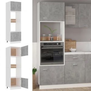 Armoire à micro-ondes Meuble bas cuisine Armoire rangement Gris béton 60x57x207cm Bois d’ingénierie 1960207 FrenchDays