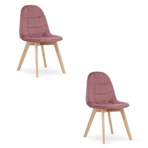 Chaise BORA - velours rose fonc&eacute; x 2 OSKAR qualit&eacute; &eacute;l&eacute;gante