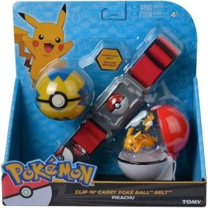 Kit POKEMON : Ceinture + POKEBALL + FIGURINE PIKACHU miniature figure anime jouet enfant collection mod&egrave;le