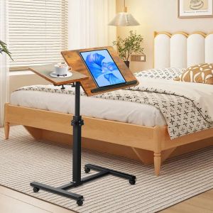 MIPAN. Support Pc Et Tablette -Table pour Ordinateur Portable -Dappoint L&eacute;g&egrave;re-R&eacute;glable en Hauteur-Avec 4 Roulettes-A-Jaune