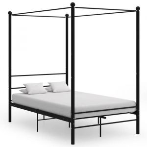 Lit Double  2 personnes Cadre de lit à baldaquin  noir 140x200 cm métalsans matelas Adulte80399801