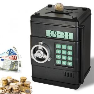 FISHTEC - Tirelire Électronique avec Comptage Automatique ? Coffre-Fort Digital à Code 6 Chiffres Double Compartiment...