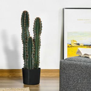 Cactus artificiel grand r&eacute;alisme plante artificielle grande taille dim. &Oslash; 17 x 60H cm vert