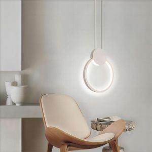 WOTTES Suspension Lustre - Design Moderne Forme Rond &Oslash;20cm 1pcs - Lumi&egrave;re Blanc Froid - Blanc - Longueur du fil 1.8M