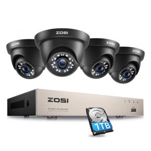 ZOSI H.265+ Kit Cam&eacute;ra Surveillance Ext&eacute;rieure 8CH 5MP Lite DVR et 4pcs 2MP Cam&eacute;ra de Surveillance Ext&eacute;rieure Alerte Instantan&eacute;e