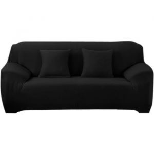 METISBOX Housse de Canapé 3 Places avec Accoudoir Extensible - Pour clic-clac - Noir