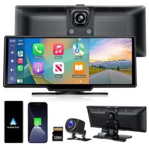 PRUMYA 10.26 Enregistreur de voiture Caméra de recul WiFi CarPlay et Android Auto 4K DVR Navigation GPS Avec Caméra64G TF Carte
