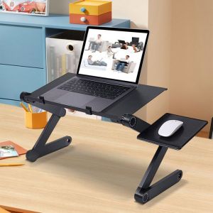 JEOBEST TABLE PLIANTE POUR ORDINATEUR PORTABLE SUPPORT DE TABLETTE AVEC PORTE SOURIS TROU DE REFROIDISSEMENT