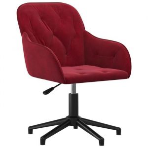 R&eacute;duction - Chaise pivotante de bureauHauteur ajustable Rouge bordeaux - 100 % polyester Velours - L56 x P61.5 x H80 cm @69710