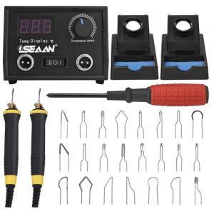 TTLIFE Kit Pyrogravure Bois 60W Machine &agrave; Pyrogravure 0-800&deg;C Contr&ocirc;le Kit Pyrogravure Professionnel avec LCD Ecran pour Souder