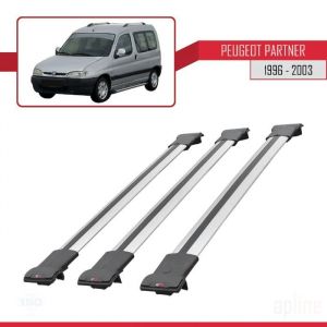Barres de toit - FLY - Modèle GRIS - 3 pièces - Aluminium - Pour Peugeot Partner 1996-2003
