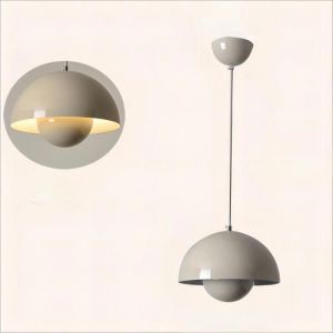 WOTTES Lustre Suspension Luminaire Moderne Style Scandinave 23*16CM Conception Lustre Pod E27 Métal Gris 1pcs pour Cuisine