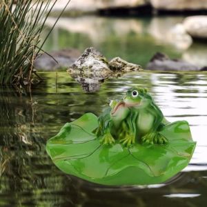 Figurine de grenouille flottante en résine synthétique mignonne décor de grenouille flottante pour bassin de baignoire