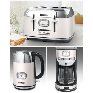 Cafeti&egrave;re Vintage 1.4 L 10 &agrave; 12 tasses 1000W - GRILLE-PAIN RETRO 4 TRANCHES 1800W - Bouilloire Vintage 1.7L - 2200W - Sans fil