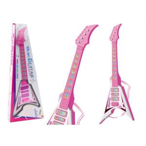Guitare &Eacute;lectrique Pour Enfants Rose Avec Lumi&egrave;res Et M&eacute;lodies