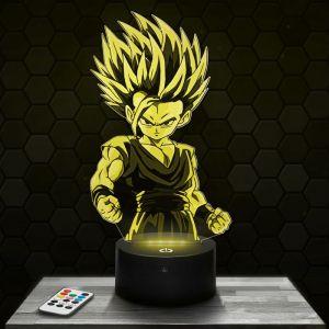 Lampe 3D - Son Gohan DBZ - Jouet Figurine Cadeau Dragon Ball Z - Veilleuse Led Tactile avec socle au choix