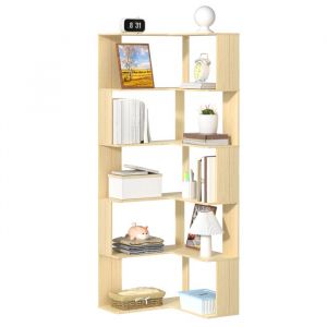 Bibliothèque d’Angle - BIPLUT - Meuble de Rangement en Bois 5 Niveaux - Bibliothèque pour Coin de Salon - Chambre ou Bureau