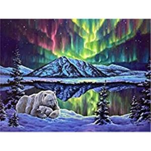 Peinture par Num&eacute;ro - YEESAM ART - Ours polaire Aurora - 40x50 cm - Acrylique - Adulte