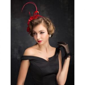 Chapeau Bibi CérémoniePlume Flexion Chapeau de Mariage Femme Fascinator Mariage Vintage Chapeau Rouge