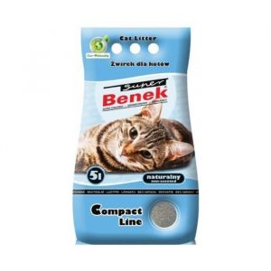 CERTECH Super Benek Compact &mdash; Liti&egrave;re agglom&eacute;rante bentonite 5 L blanche chat adulte moyen livr&eacute;e mont&eacute;e