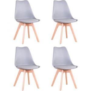 BenyLed Lot de 4 Chaises de Salle à Manger de Style Tulipe Design Scandinave Gris