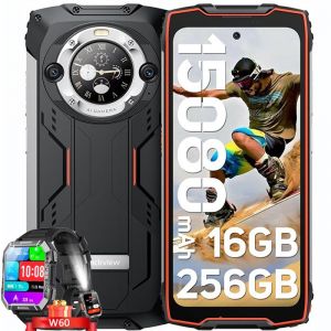 Blackview BV9300 Pro Smartphone Incassable 6.7 16Go+256Go 15080mAh 33W 64MP NFC Orange avec Smartwatch Blackview W60