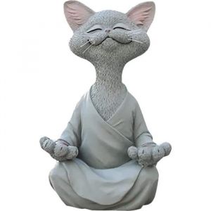 Bouddha Chat StatueYoga Bouddha Zen Chat Méditation Chat StatueStatue de Chat Zen Happy Cat Buddha Extérieure Pelouse Décoration