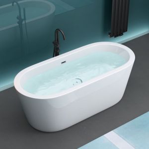 Baignoire îlot acrylique blanc ovale 180x80x625cm - MAI & MAI - Classique - A poser au sol