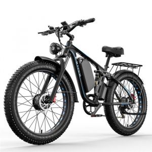 V&eacute;lo &eacute;lectrique EBYCCO-EB7PRO 2000W Double Moteur 52V23AH Batterie 55KM/H 26 Pouces Fat Pneu VTT VTC Tout Suspendu IP65  Noir