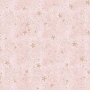 Papier Peint - Starlight Couronne Rose - Or - Motif &Eacute;toiles - 1005m x 52cm