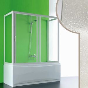 Cabine douche 3 c&ocirc;t&eacute;s Pare-Baignoire 80x150x80 CM FORTE Plutone - Acrylique Blanc Mat