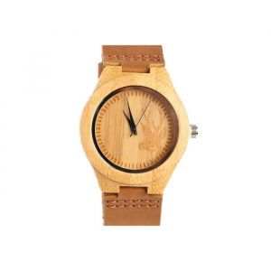Montre en bois femme et homme avec t&ecirc;te de cerf Montre cadran bois pas cher avec bracelet cuir Hunty s&eacute;lection GG Luxe