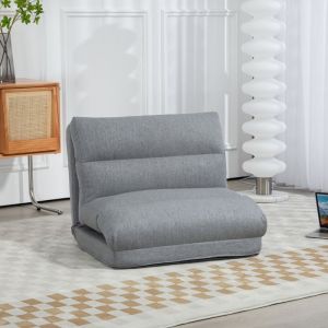 Fauteuil de sol canap&eacute; paresseux fauteuil convertible en lit inclinable 90&deg; &agrave; 180&deg; tissu - 70l x 41P x 56H cm - gris