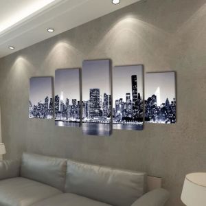 Set de toiles murales imprim&eacute;es Horizon de New York monochrome LY1236