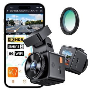 VANTRUE Element-1 PRO 4K Dashcam Voiture Caméra Embarquée Mini WiFi GPS Contrôle Vocale Français HDR Mode Parking du Tampon