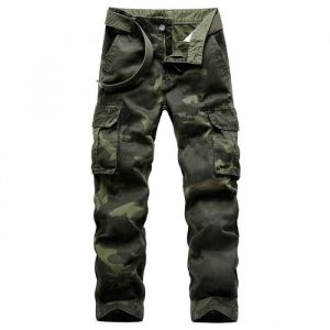Pantalon Cargo Camouflage Homme Multi-poches Coupe Droite Pantalon Militaire en Coton