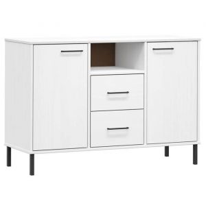 CLOUD Meuble de rangementCommode Armoire Buffet avec pieds en métal Blanc 113x40x77 cm Bois massif OSLO CHYNEW3696468