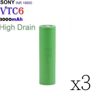 Accu 18650 Sony VTC6 - 3000 mAh INR 3.7V Rechargeable piles Li-ion batteries Lot de 3